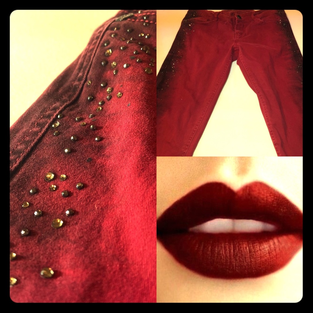 Punk Chic! Sz 5 Truce Blingy Red Jeans